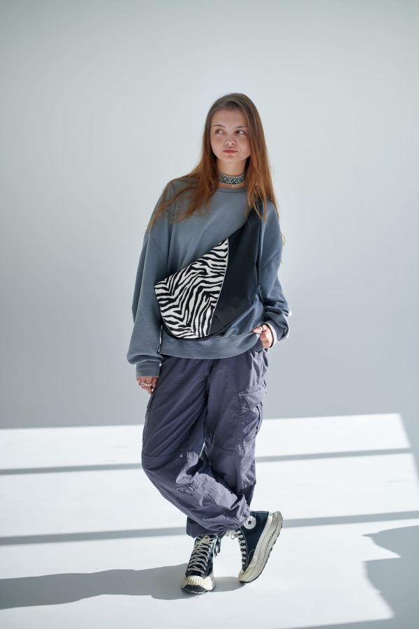 СУМКА ПІВКОЛО ЧЕРЕЗ ПЛЕЧЕ - ЗЕБРА КОМБІНОВАНА